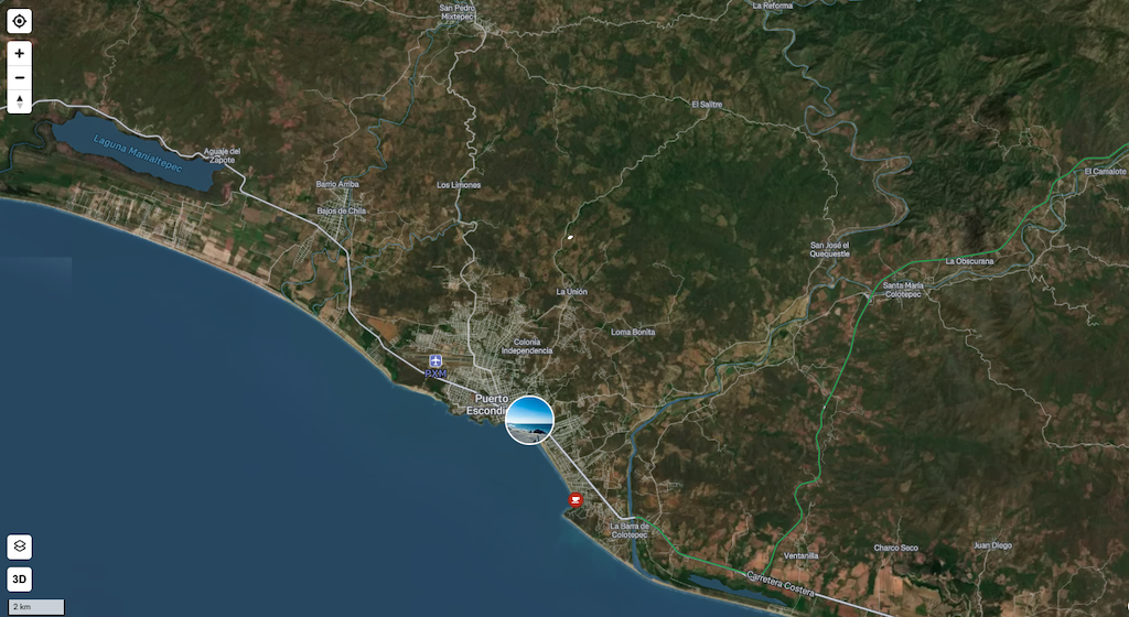 Map of Puerto Escondido area